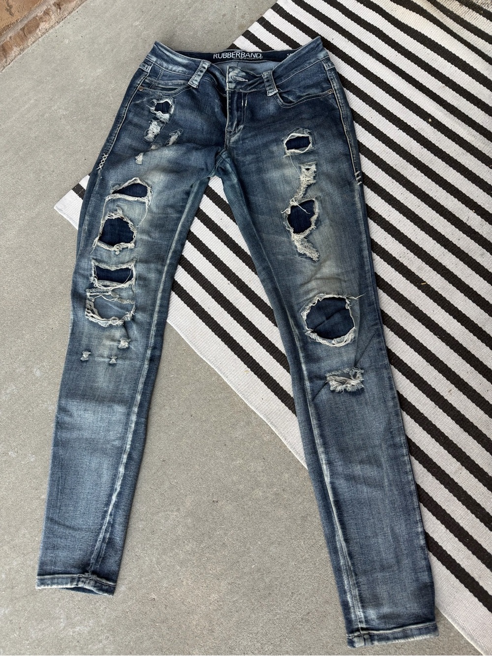 MIA Distressed Skinny Jeans - Dark Blue Wash